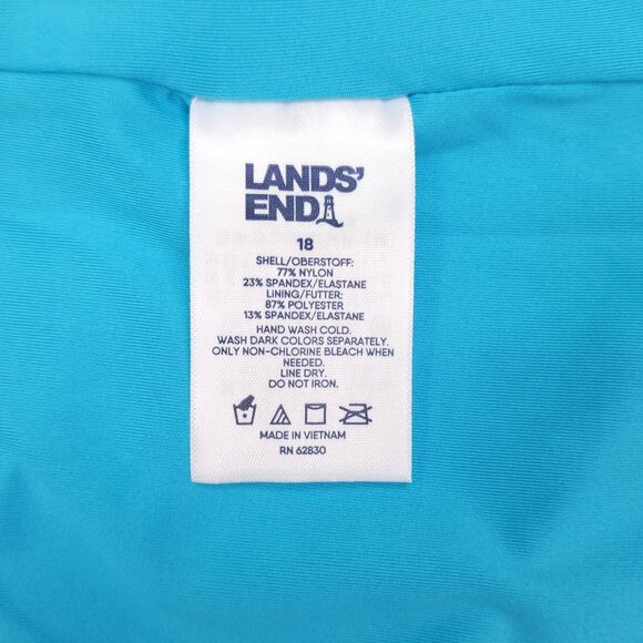Lands End High Waisted Bikini Swim Bottoms Size 18 Turquoise Chlorine Resistant - Picture 3 of 9